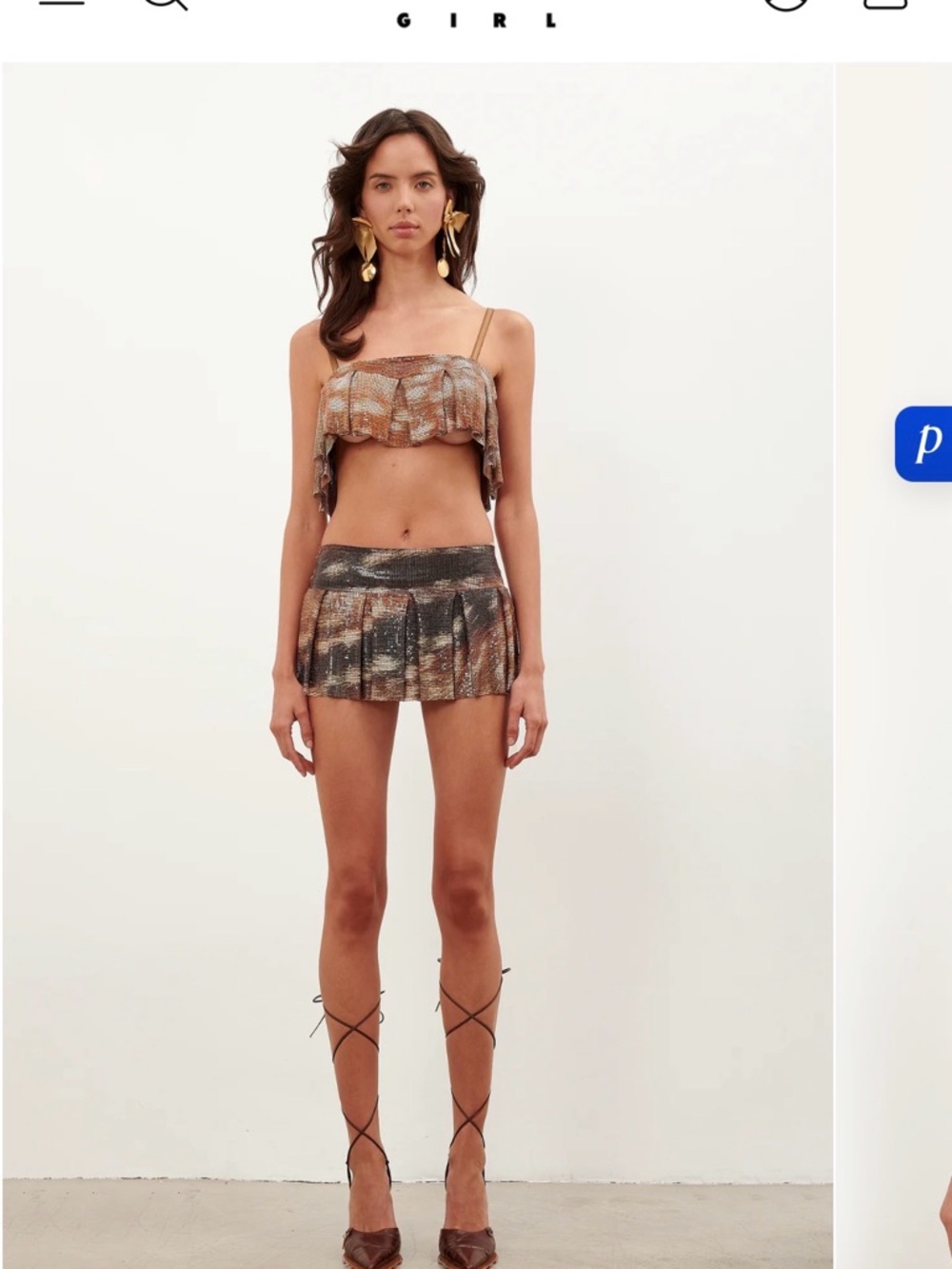 Metallic Bronze Mini Skirt
